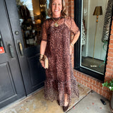 Charlotte Animal Print Sheer Midi Dress