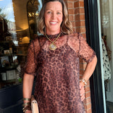 Charlotte Animal Print Sheer Midi Dress
