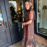 Charlotte Animal Print Sheer Midi Dress