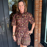 Belen Paisley Belted Mini Dress