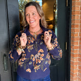 Katie Jacquard Half Zip Sweater