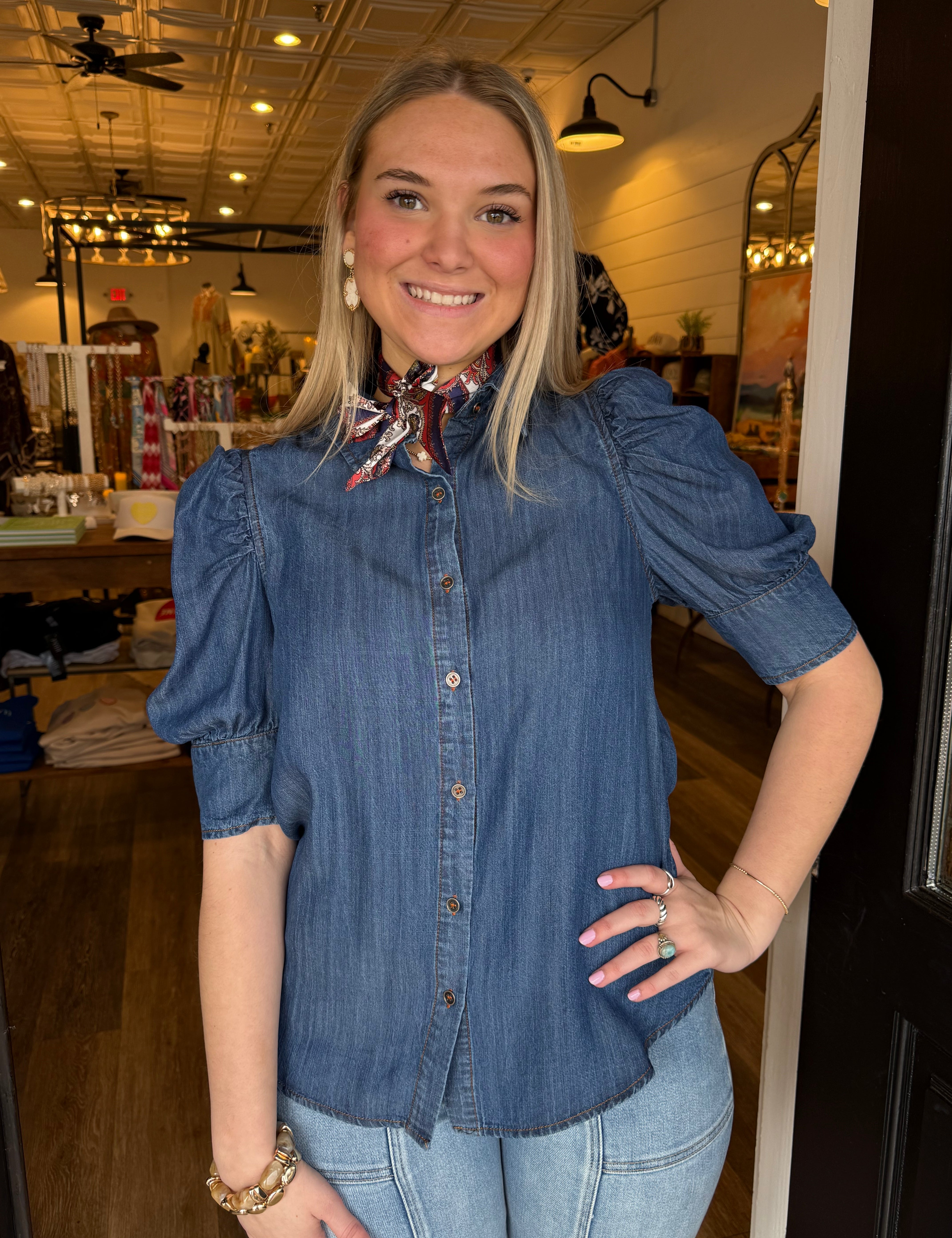 Jolie Denim Chambray Top