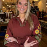 Rachel Embroidered Long Sleeve Top