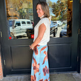 Cami Floral Satin Midi Skirt