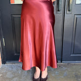 Sylvia Shiny Satin Midi Skirt