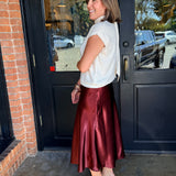 Sylvia Shiny Satin Midi Skirt