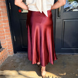Sylvia Shiny Satin Midi Skirt