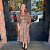 Monique Metallic Leopard Midi Dress