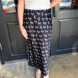 Nancy Satin Horse Print Midi Skirt