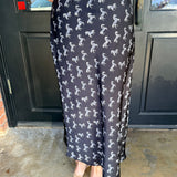 Nancy Satin Horse Print Midi Skirt