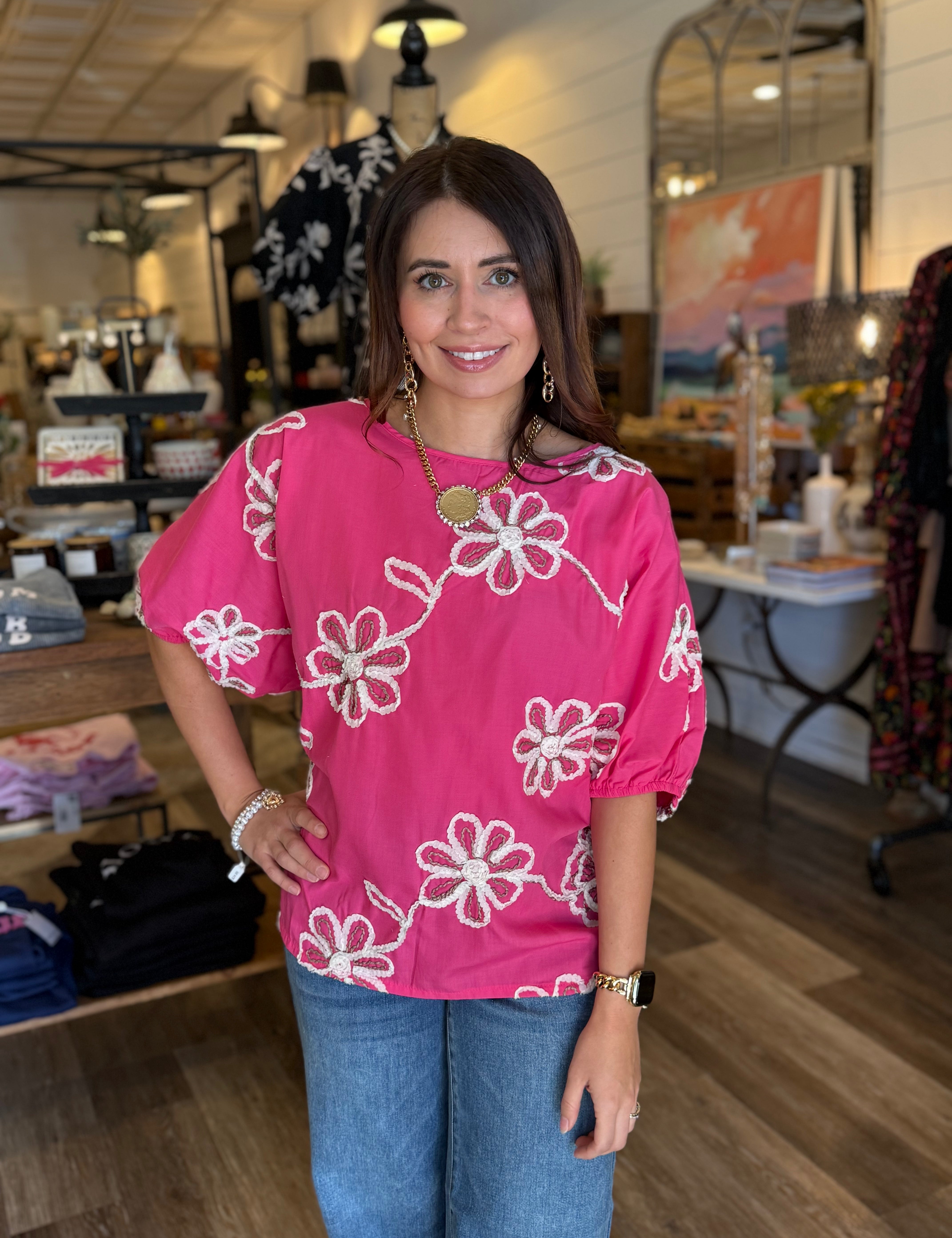 Lauren Floral Boat Neck Top