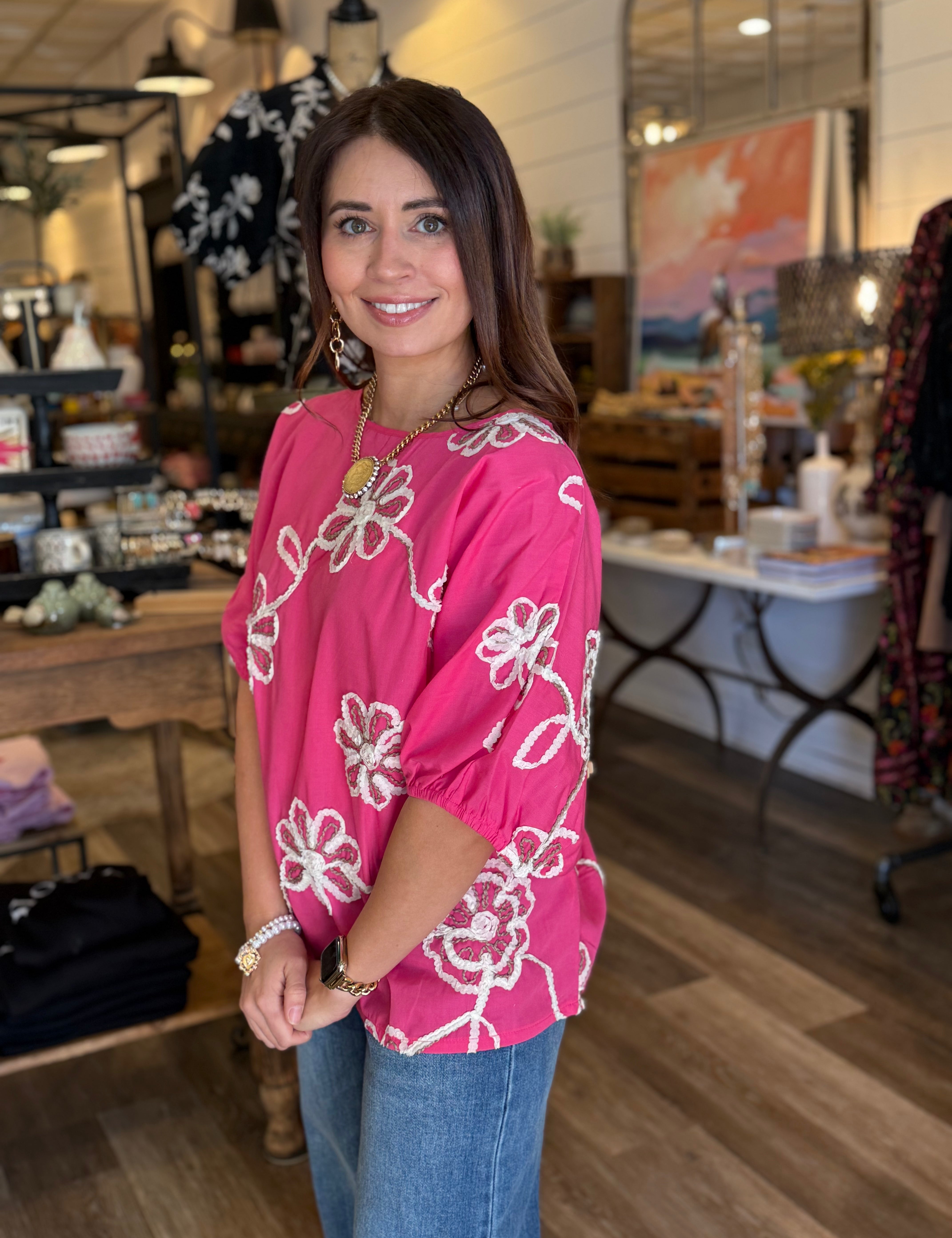 Lauren Floral Boat Neck Top