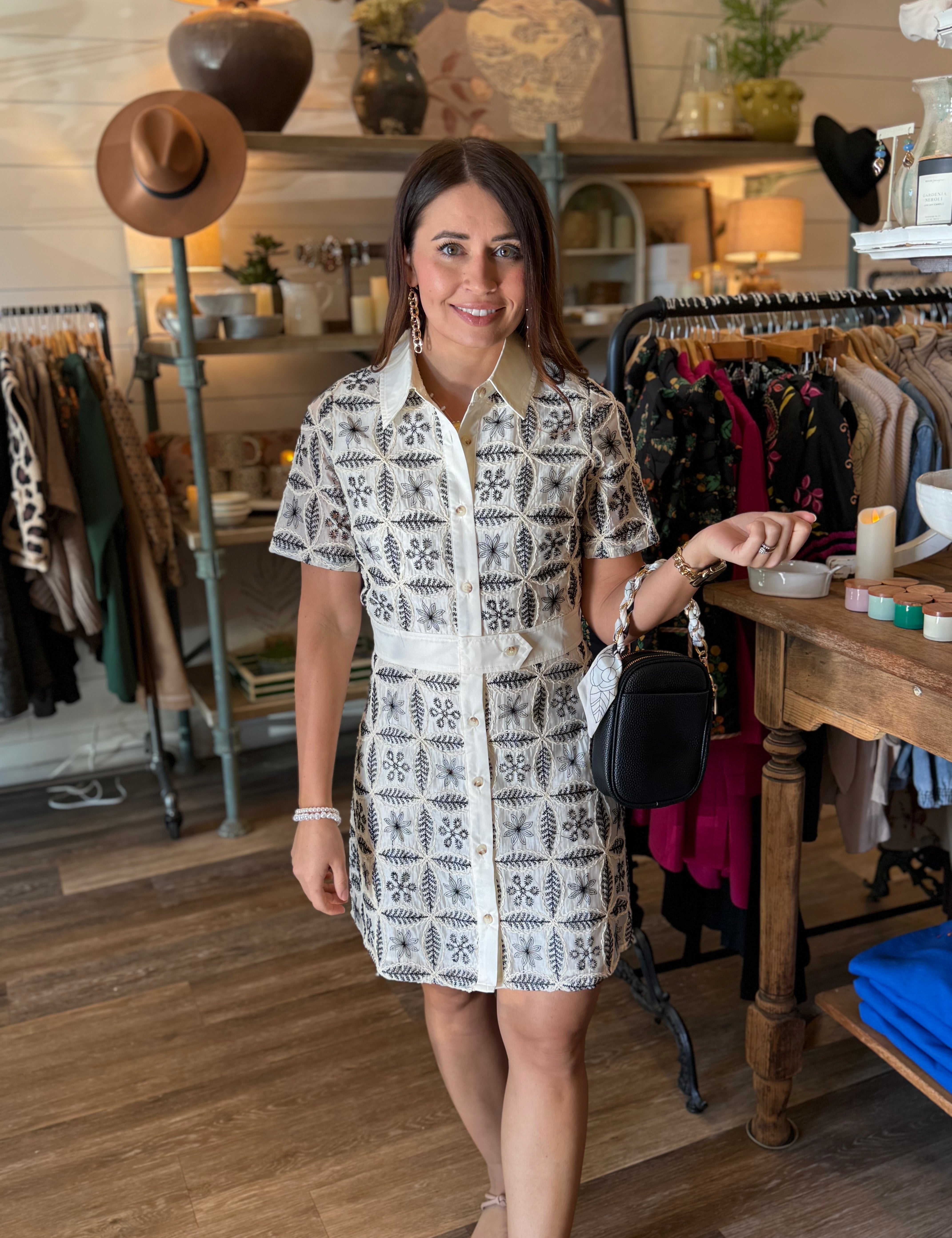 Elodie Embroidered Mini Dress