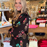 Crissy Black Multi Floral Top