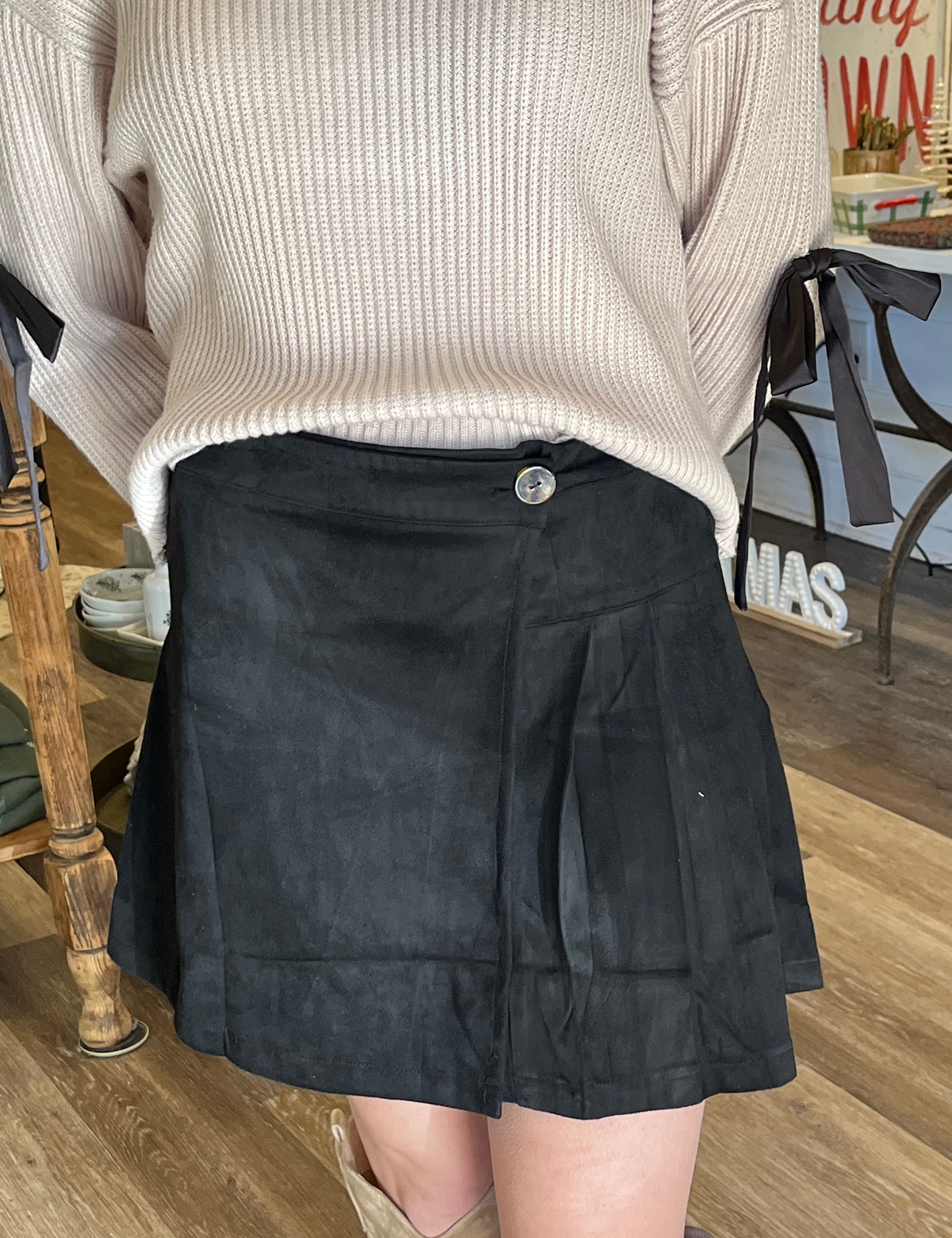 Carter Suede Wrap Mini Skirt