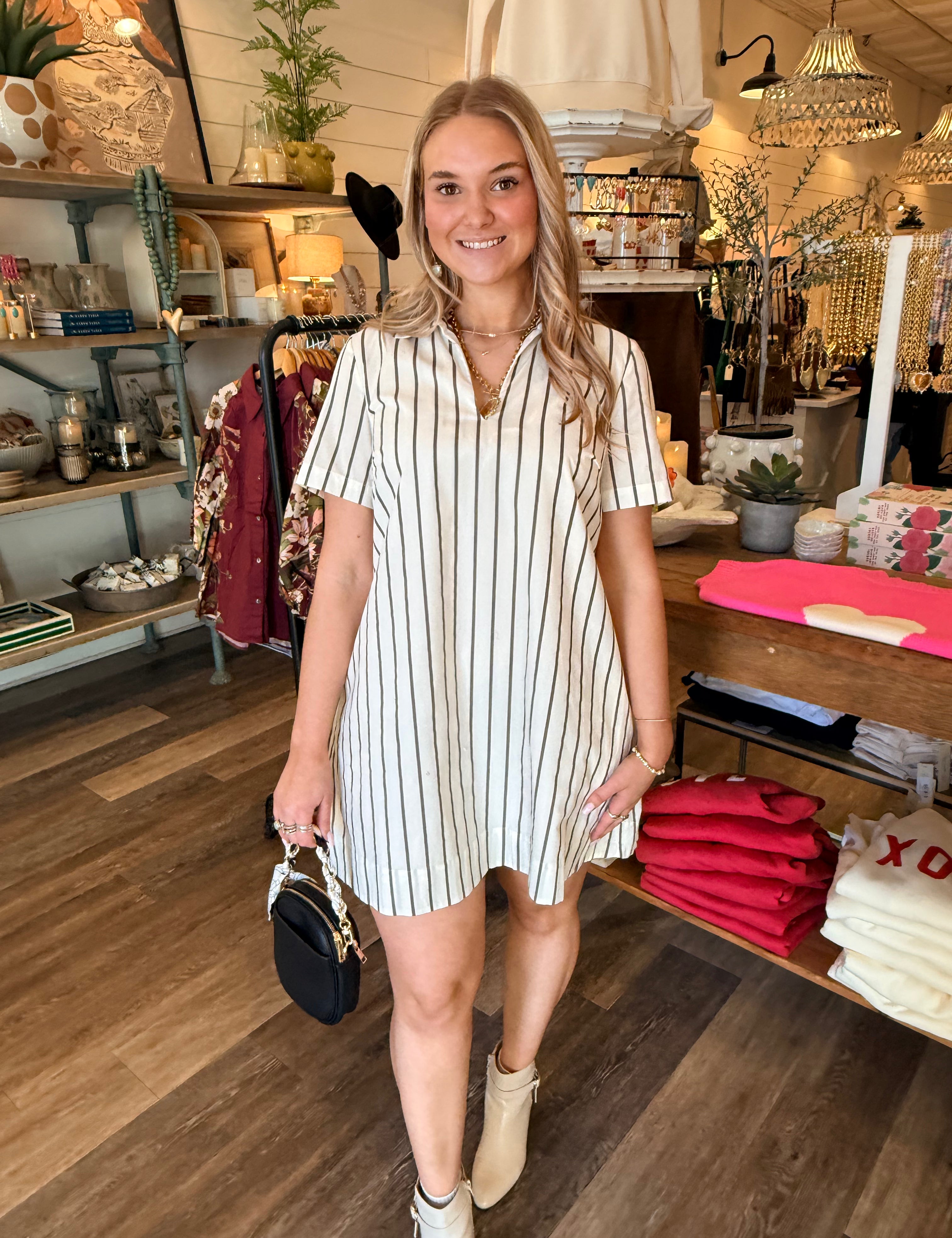 Marlowe Striped Shift Mini Dress