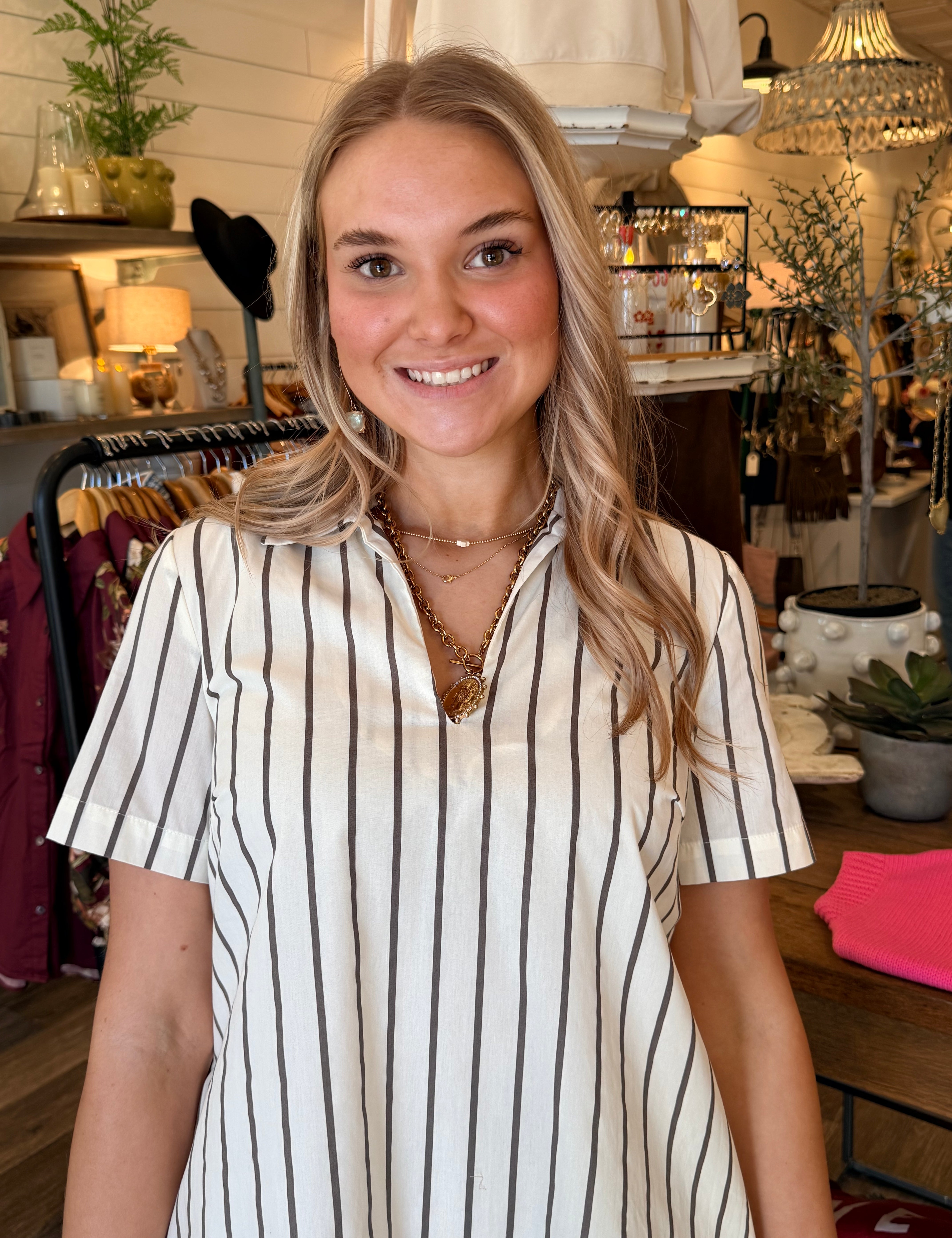 Marlowe Striped Shift Mini Dress