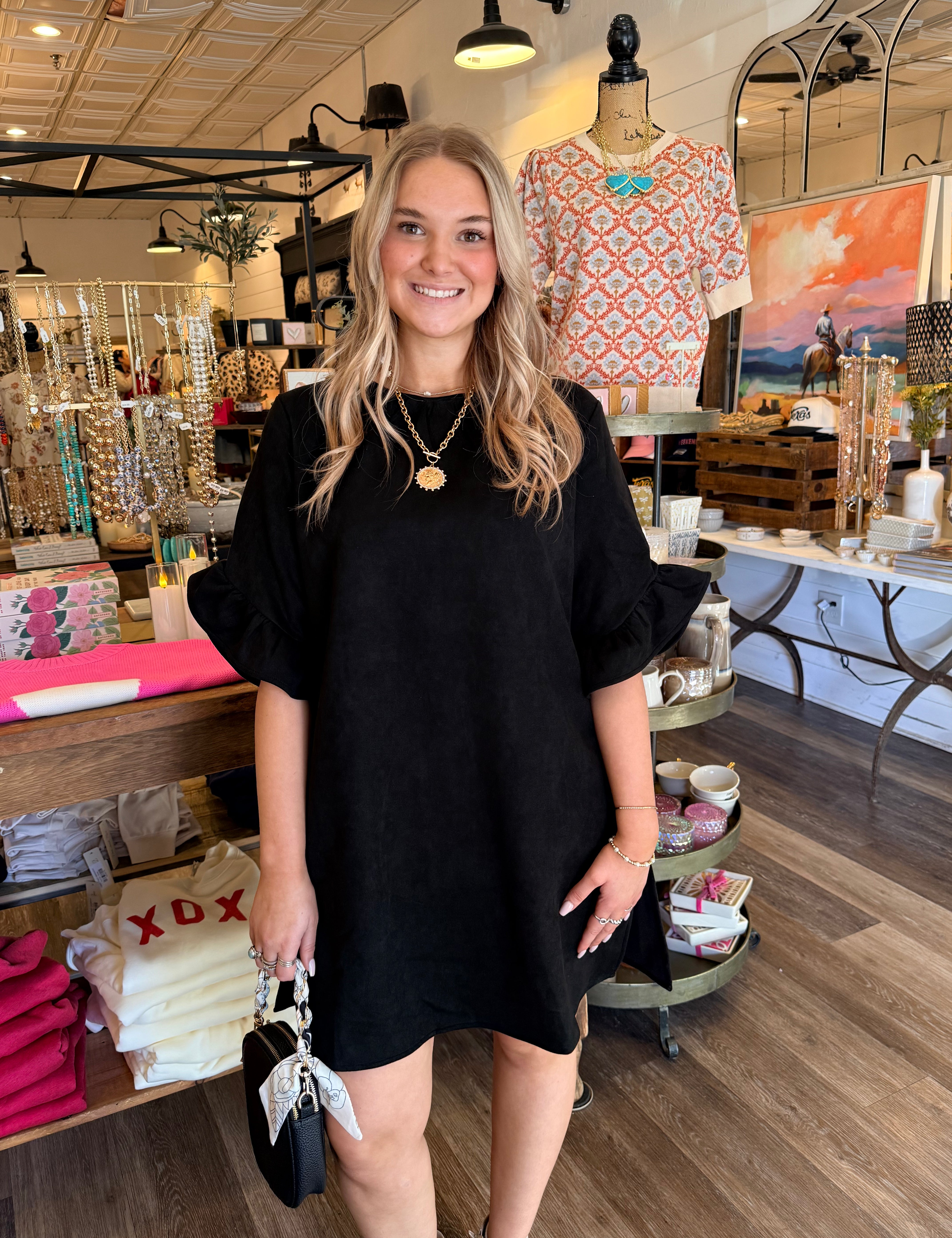 Natalie Suede Romper Dress