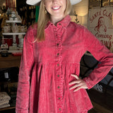 Tonya Red Denim Top