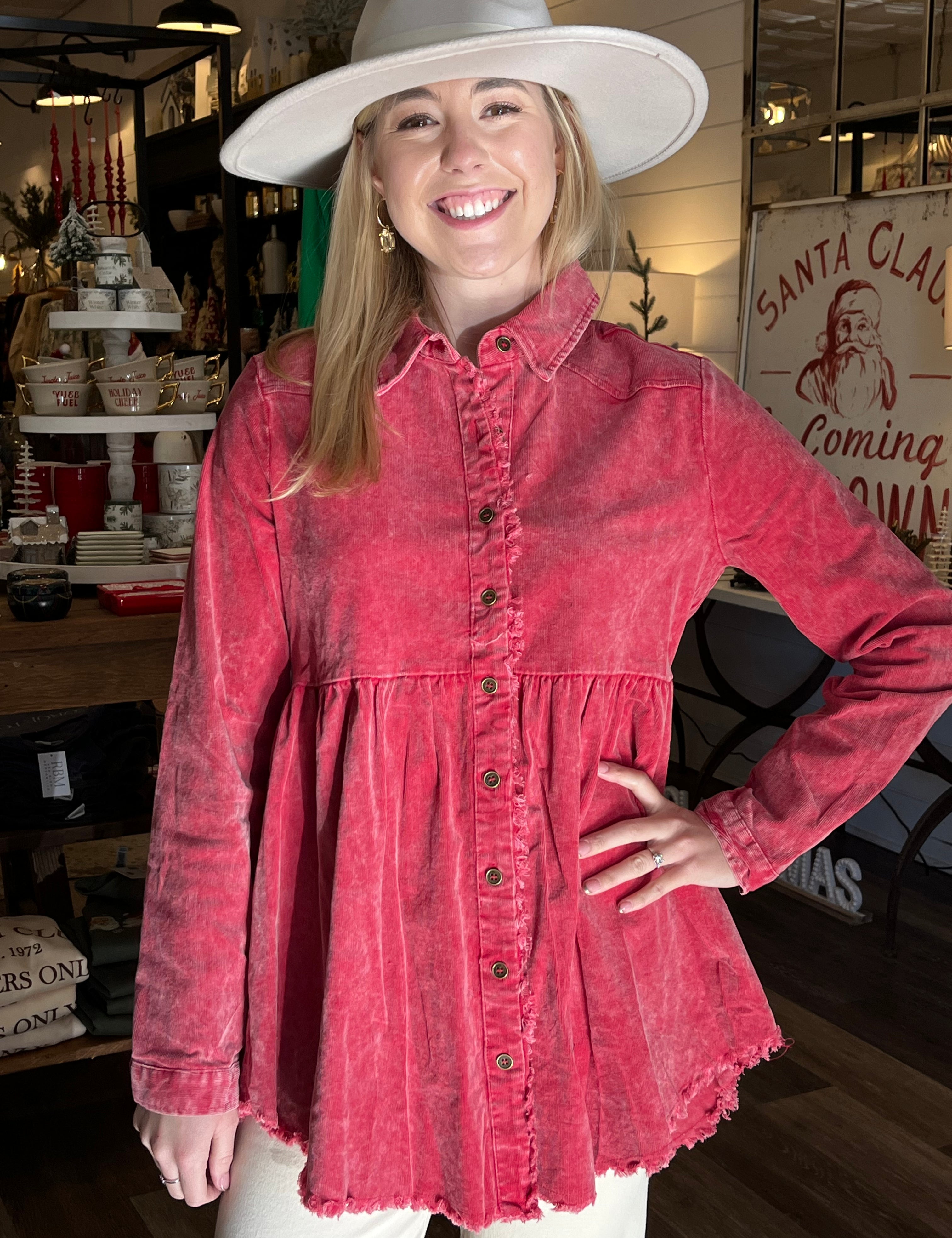 Tonya Red Denim Top