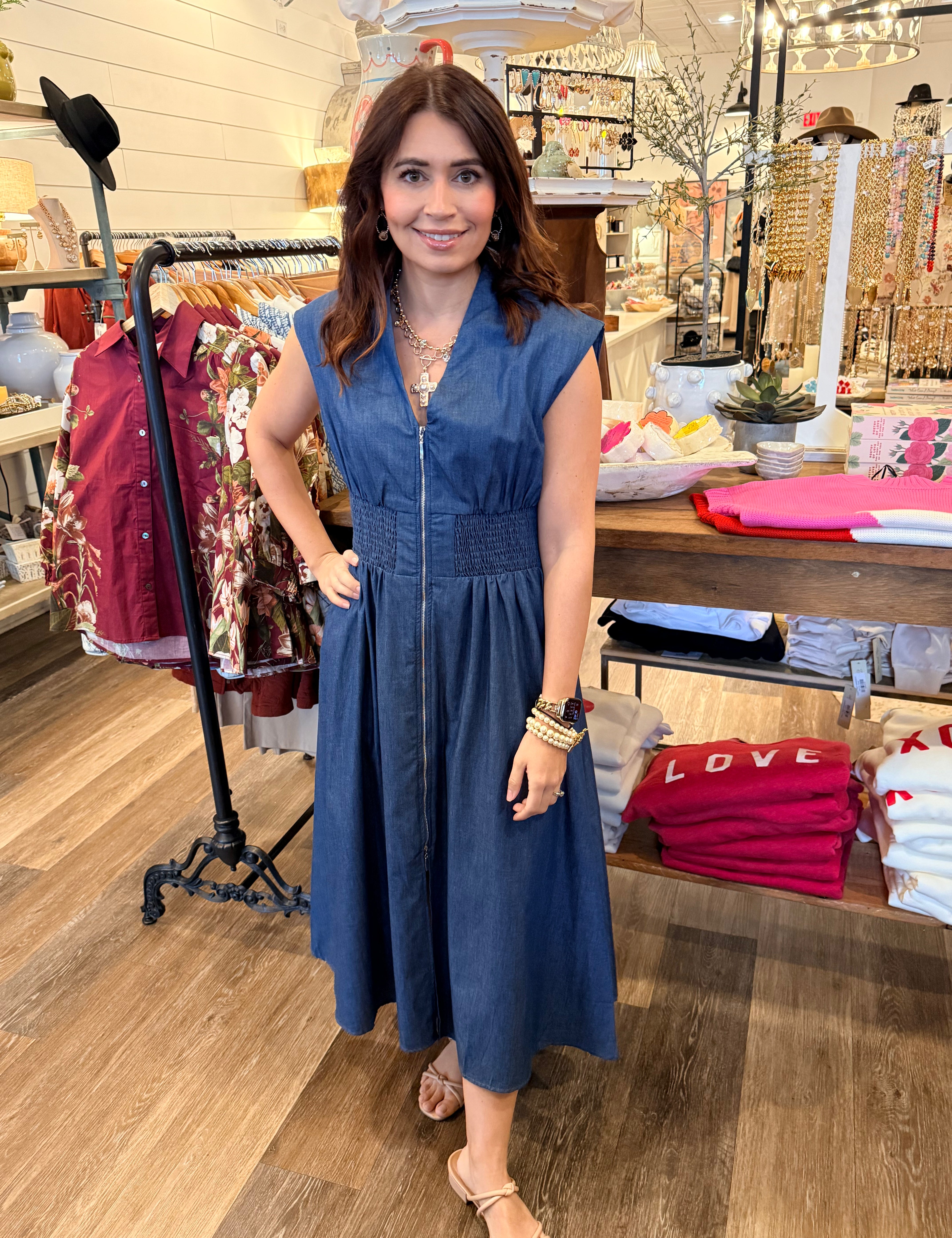 Charlotte Zip Up Denim Dress