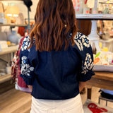 Amelia Floral Embroidered Denim Top