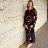 Donna Chain Print Satin Maxi Dress