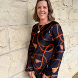 Donna Chain Print Satin Maxi Dress
