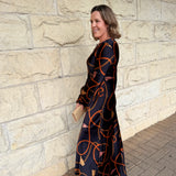 Donna Chain Print Satin Maxi Dress