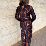 Donna Chain Print Satin Maxi Dress