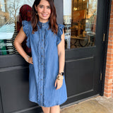 Claire Ruffle Denim Dress