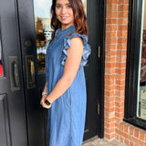 Claire Ruffle Denim Dress