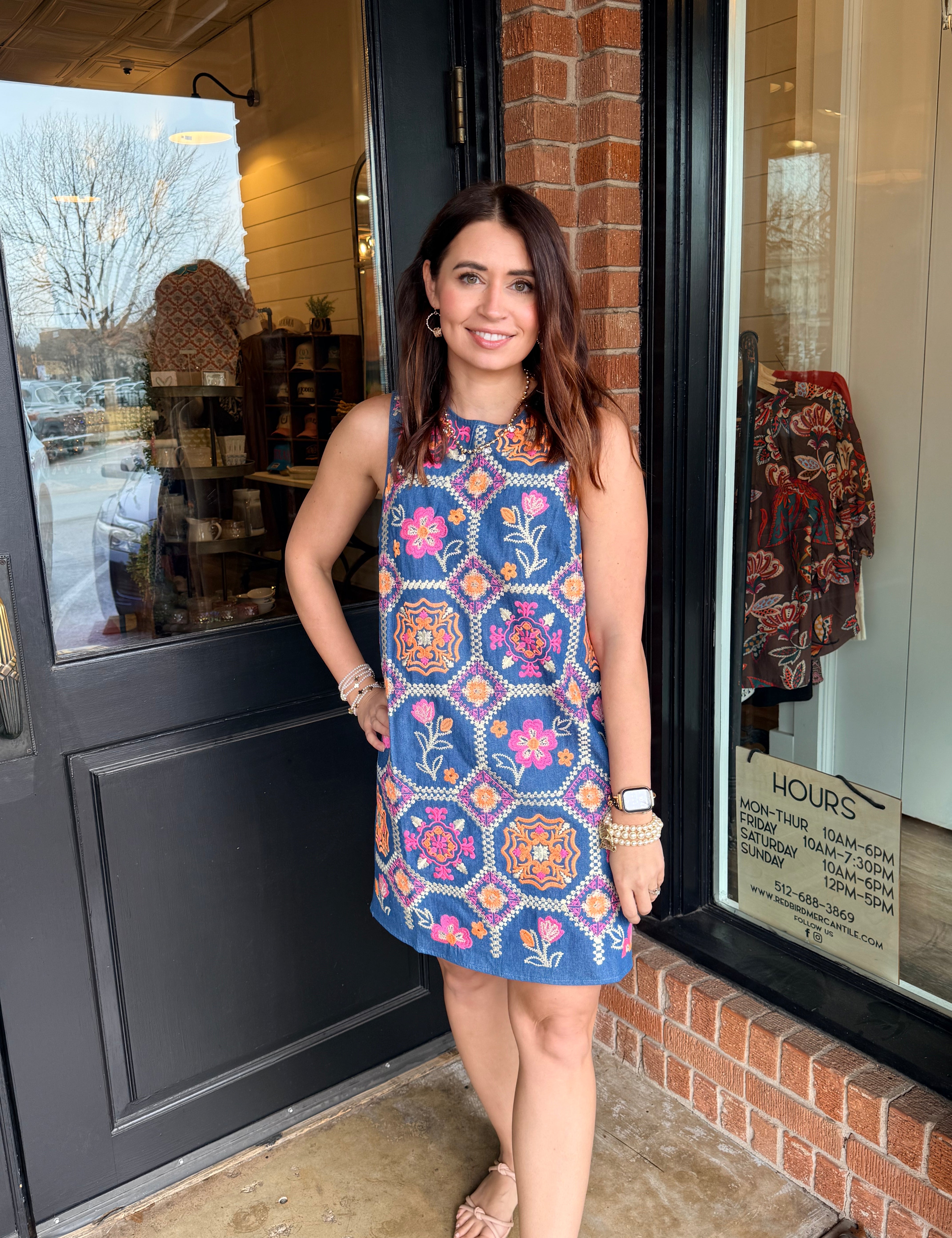 Ella Embroidered Denim Dress