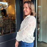 Nancy Sheer Button Front Blouse