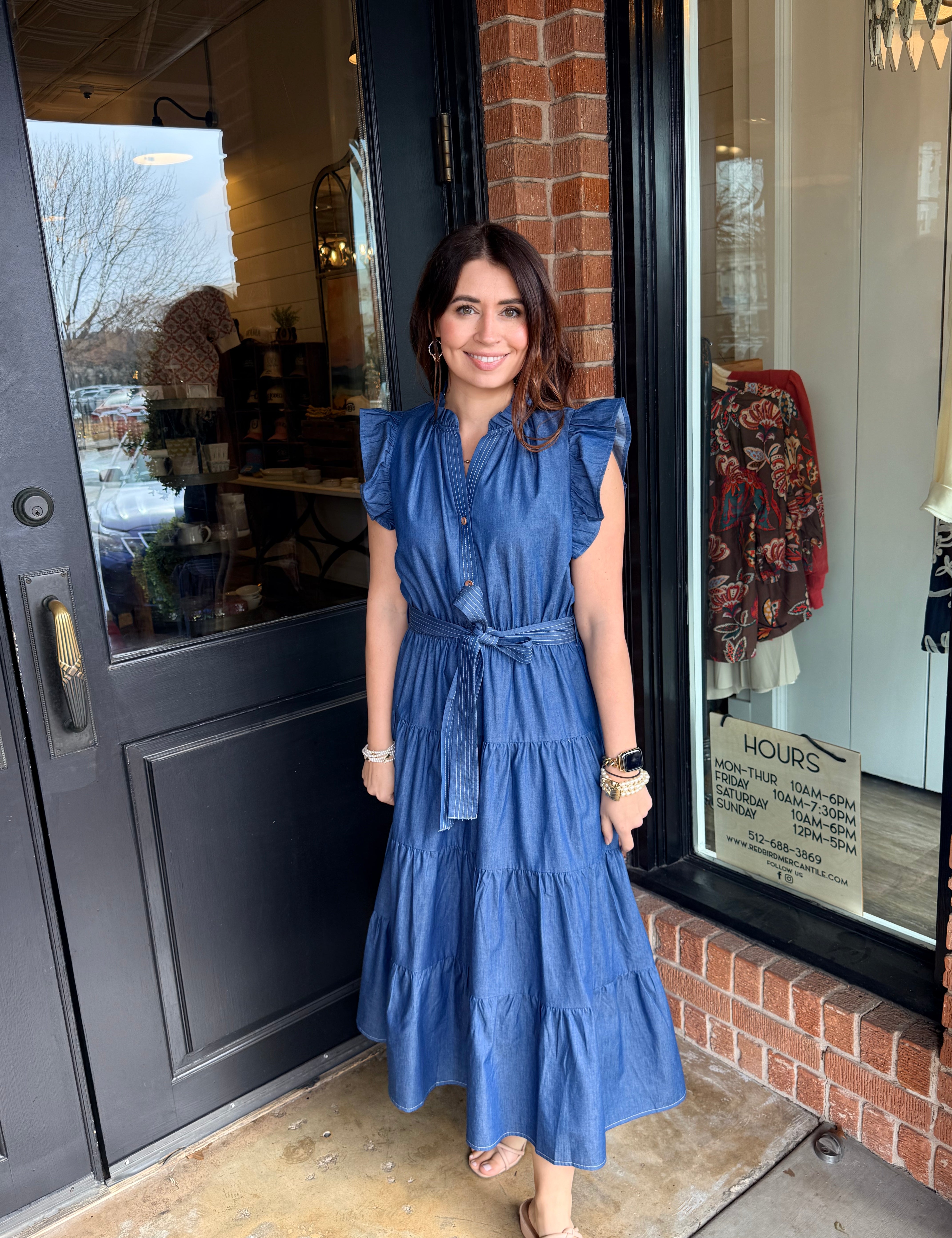 Nicky Ruffle Denim Dress