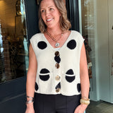 Linda Polka Dot Button Front Vest