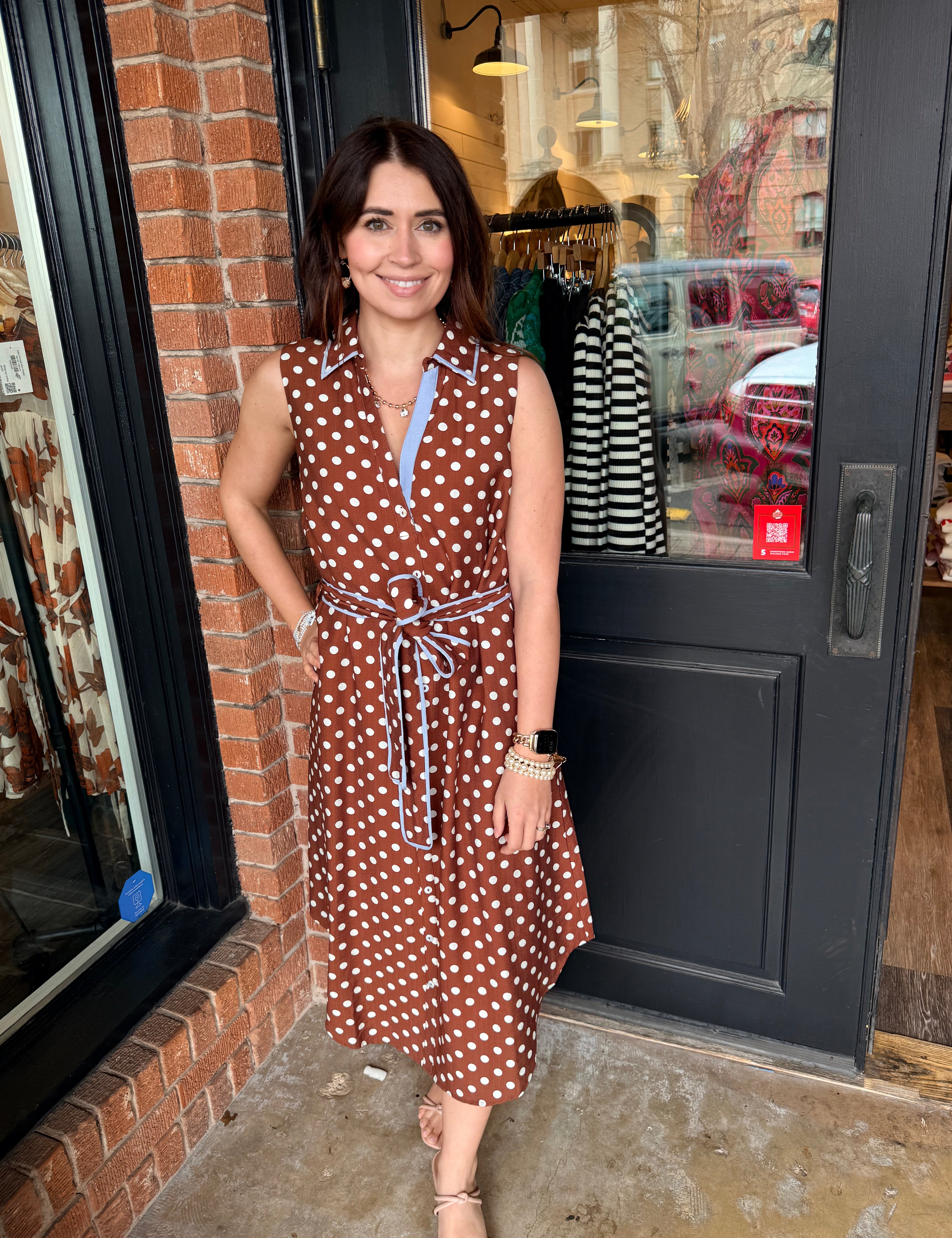 Eloise Polka Dot Button-Down Dress