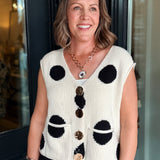 Linda Polka Dot Button Front Vest