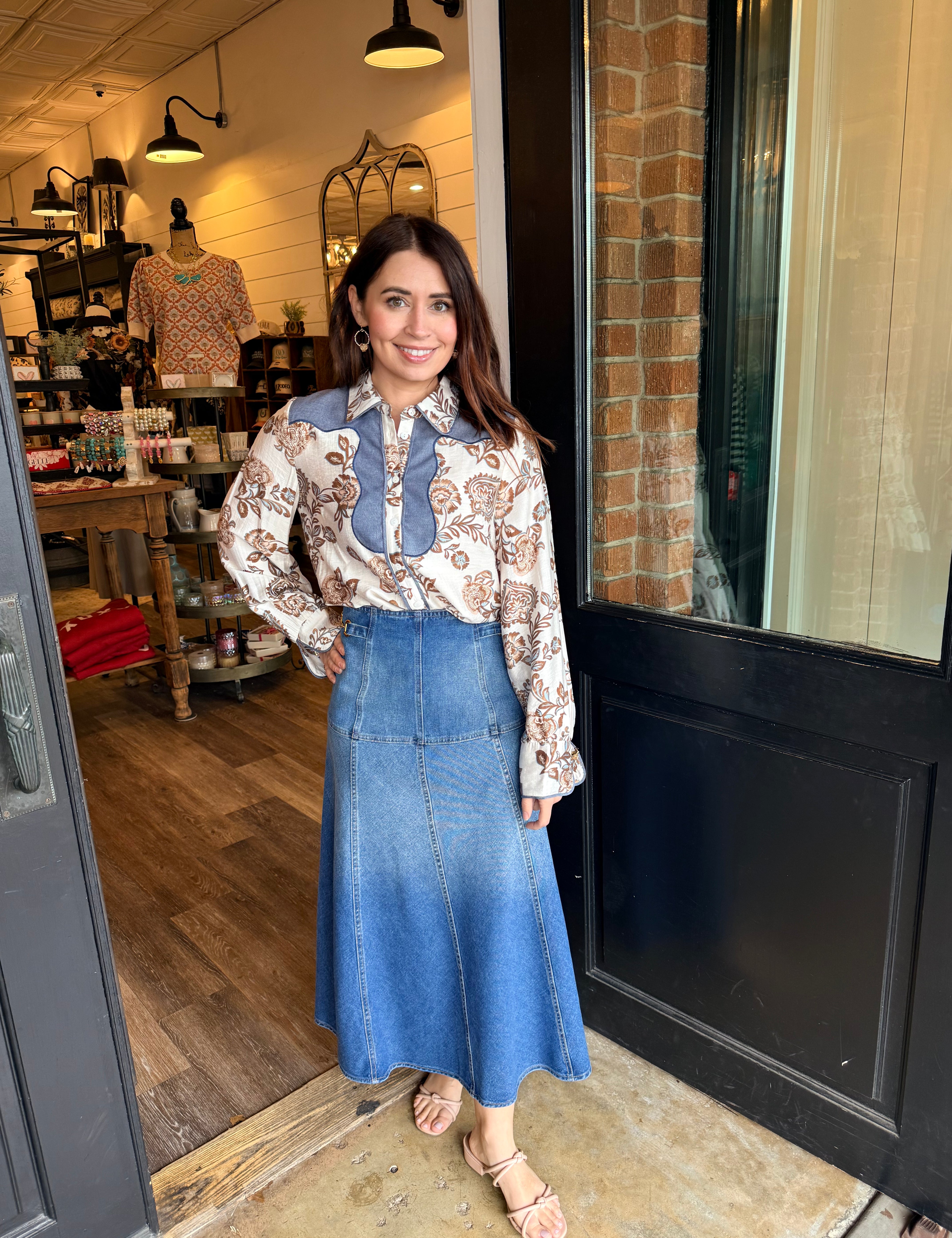 Madison Floral and Denim Top