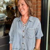 Bentley Denim Ruffle Shirt