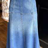 Eliza Buckle Denim Midi Skirt