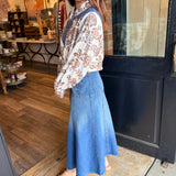 Eliza Buckle Denim Midi Skirt