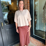 Sherri Striped Satin Midi Skirt