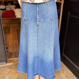 Eliza Buckle Denim Midi Skirt