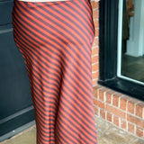 Sherri Striped Satin Midi Skirt