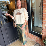 Sherri Striped Satin Midi Skirt