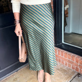 Sherri Striped Satin Midi Skirt