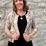 Lizzy Snakeskin Button Front Cardigan