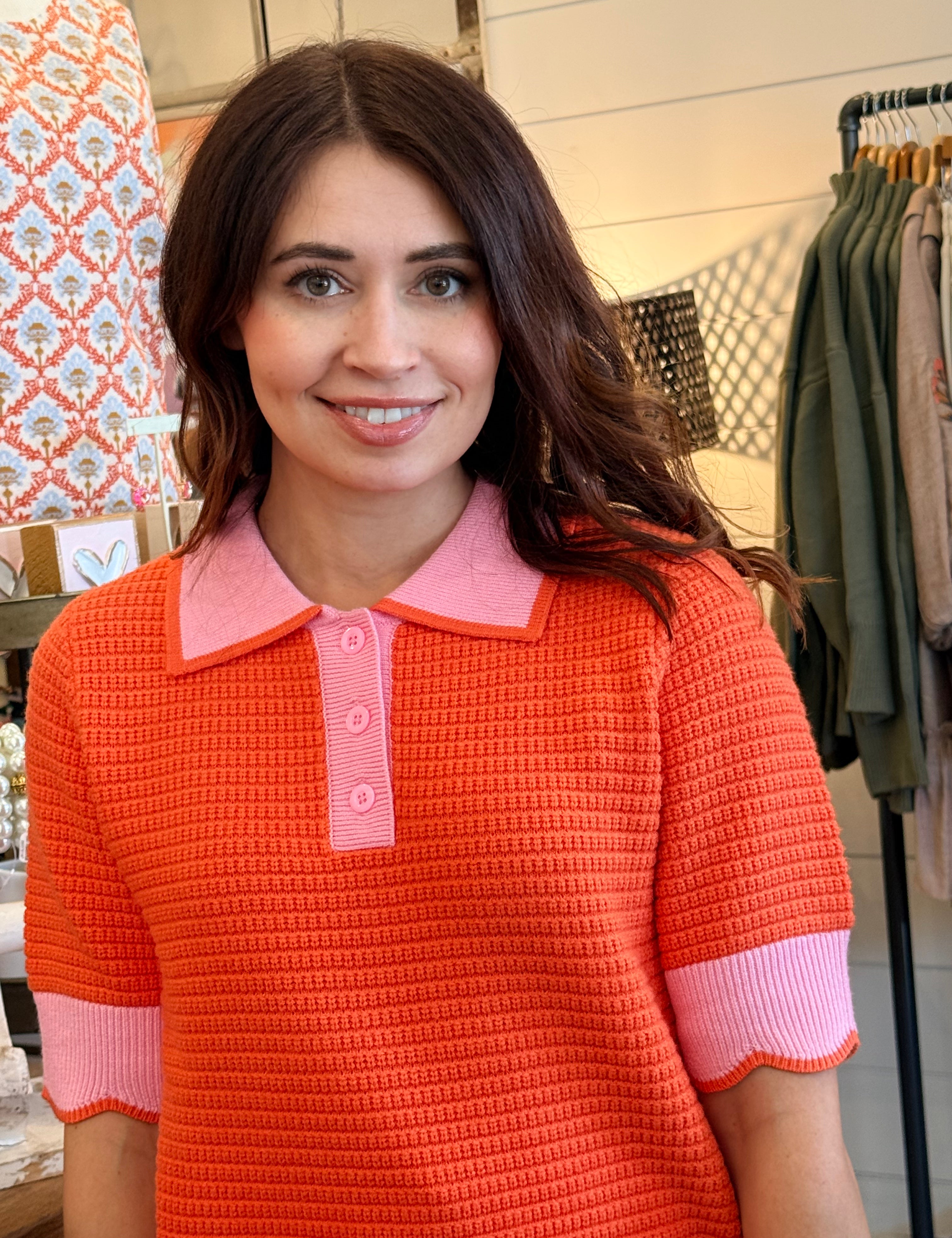 Collin Orange Knit Top