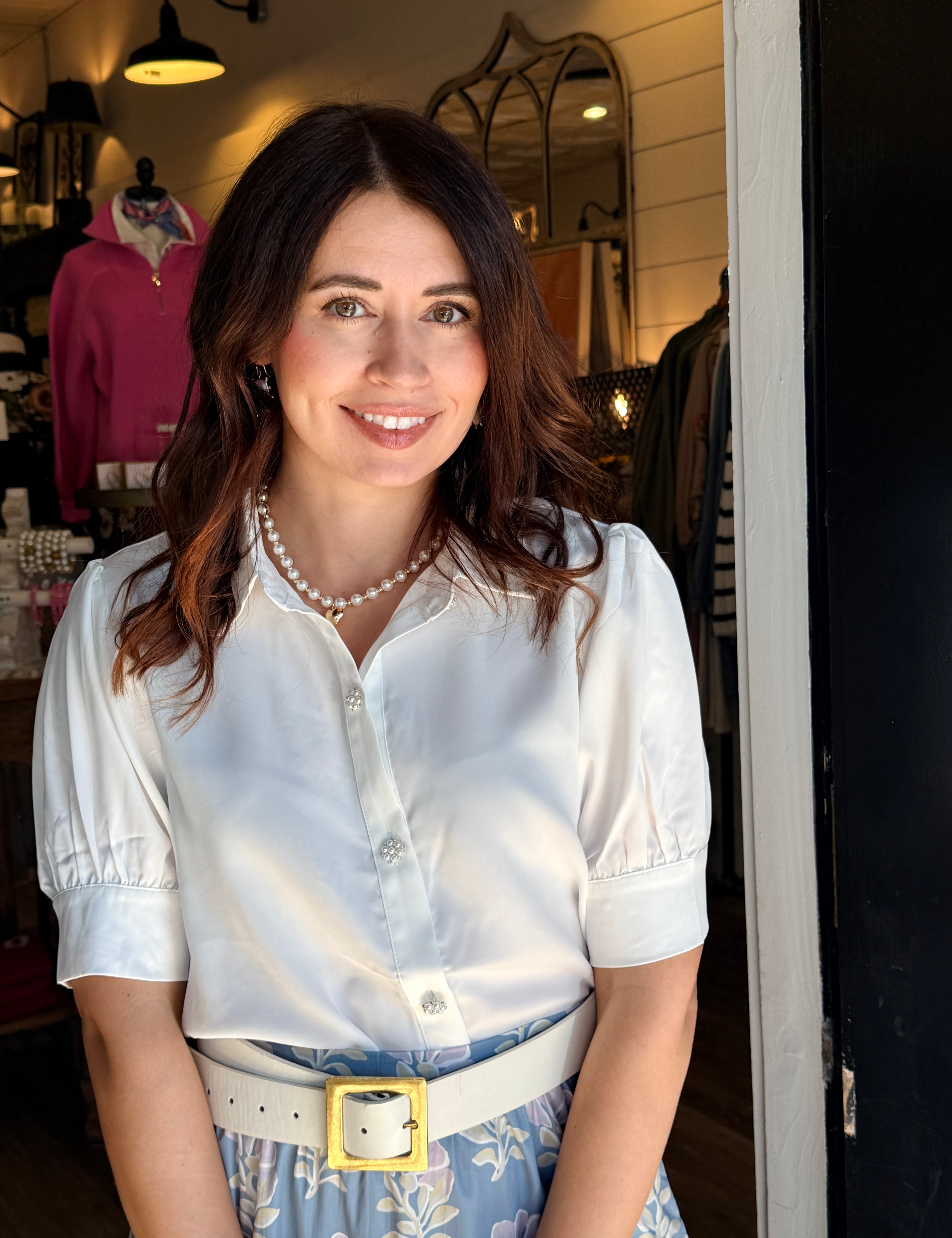 Brooke Pearl Button Up Top